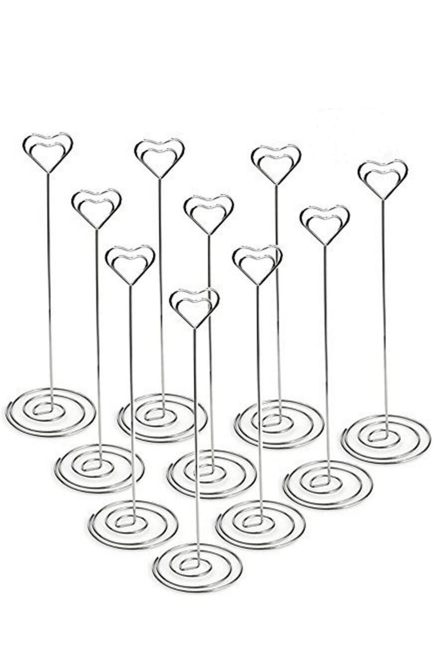 Metal Photo Place Card Holders Heart Lot of 7 8.6" tall